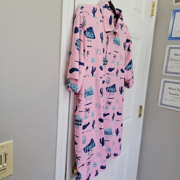 Puma Arnold Palmer Golf Polo Pink Blue Retro Arnies Beach Tropical Size M - Picture 4 of 12